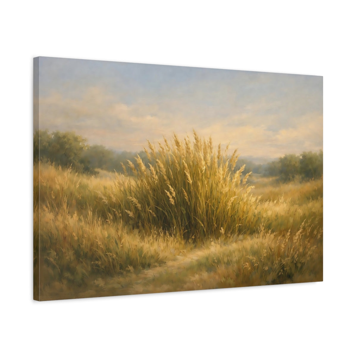 Side Mockup 2. Nature Tall Grass Golden Grass Field shown as stretched canvas wall art