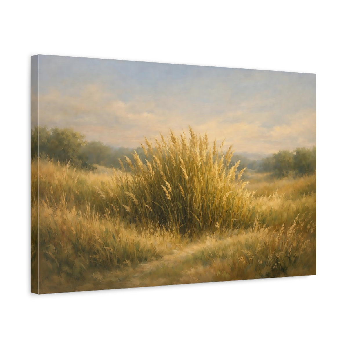 Side Mockup 3. Nature Tall Grass Golden Grass Field shown as stretched canvas wall art