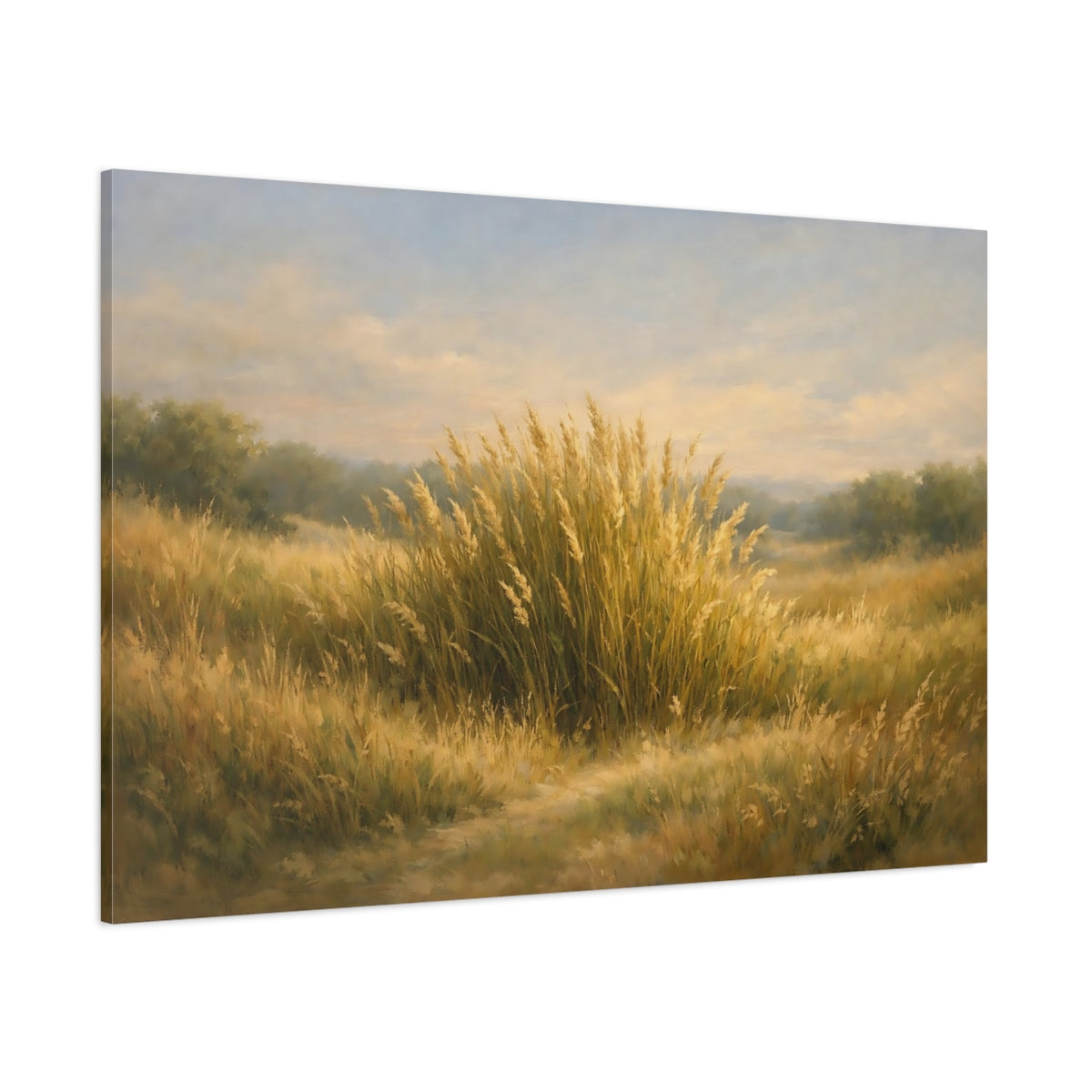 Main Mockup. Nature Tall Grass Golden Grass Field shown as stretched canvas wall art