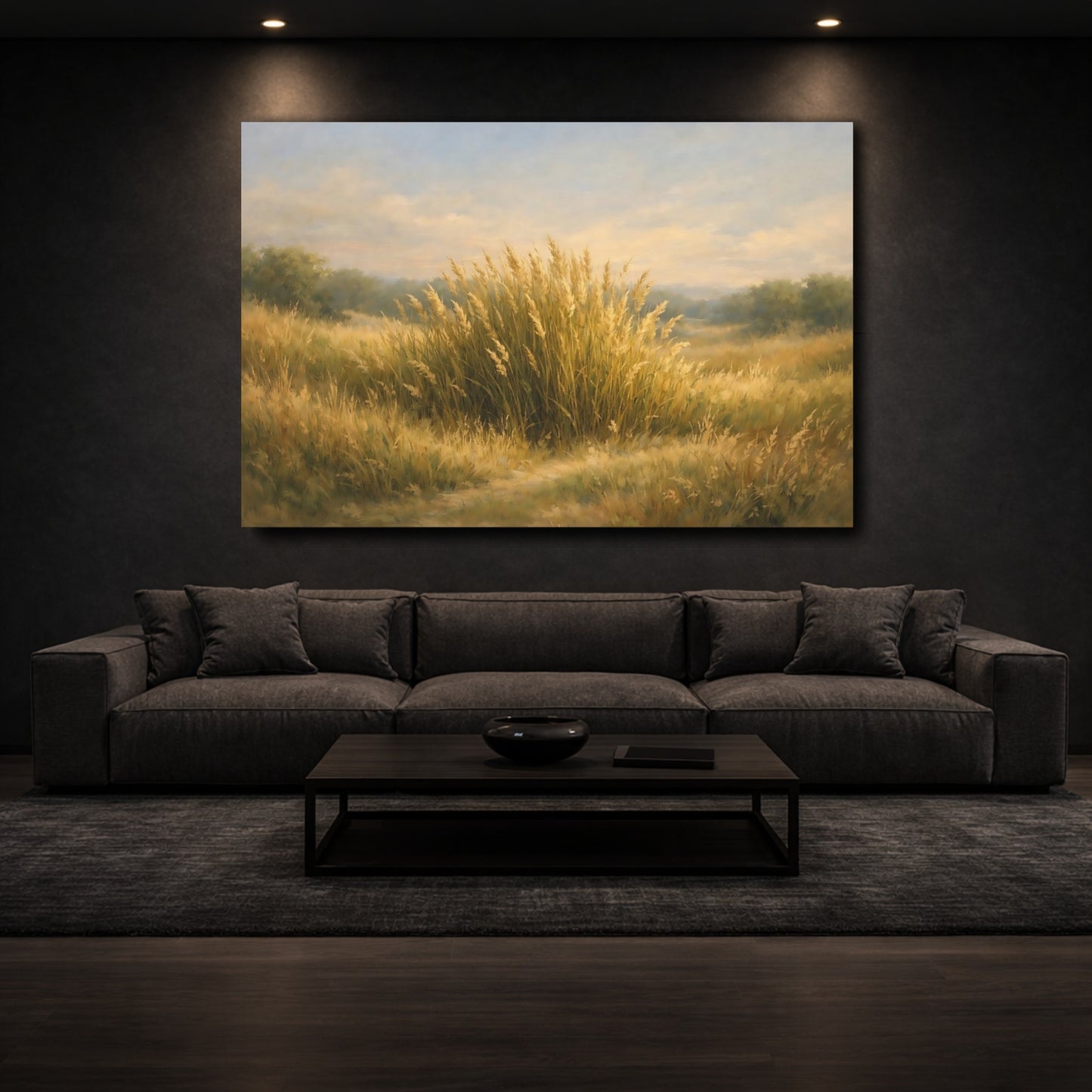 Mockup 2. Nature Tall Grass Golden Grass Field shown as stretched canvas wall art