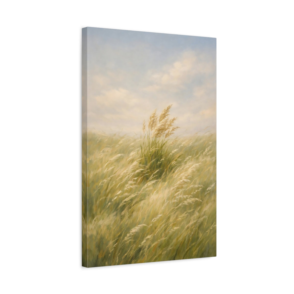 Side Mockup 3. Nature Tall Grass Green And Gold Grass shown as stretched canvas wall art