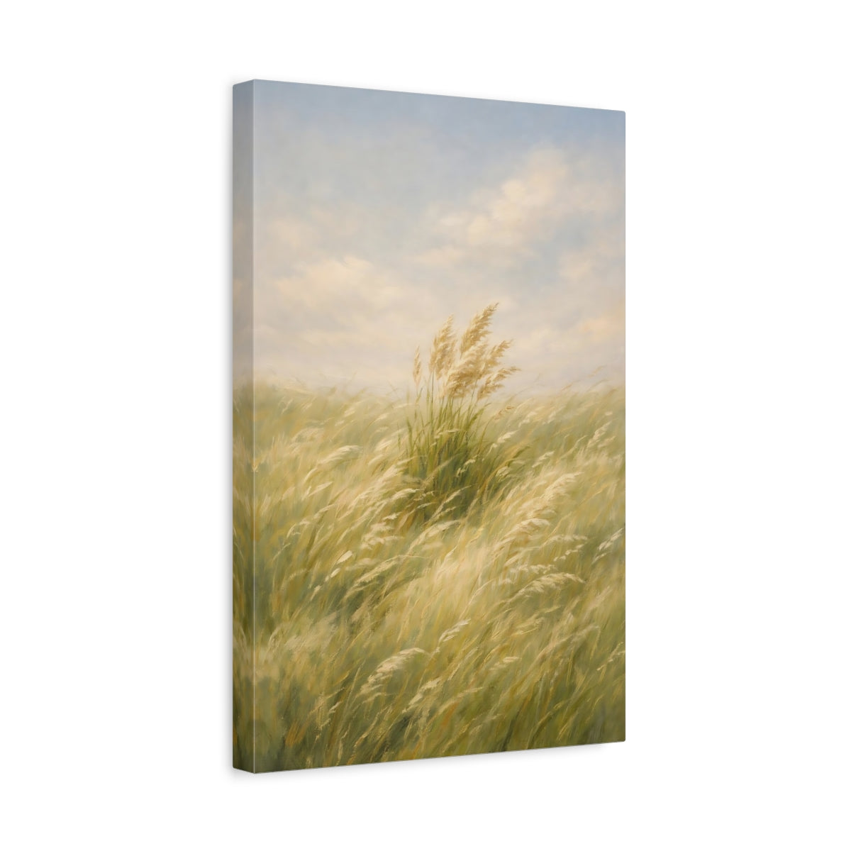 Side Mockup 4. Nature Tall Grass Green And Gold Grass shown as stretched canvas wall art