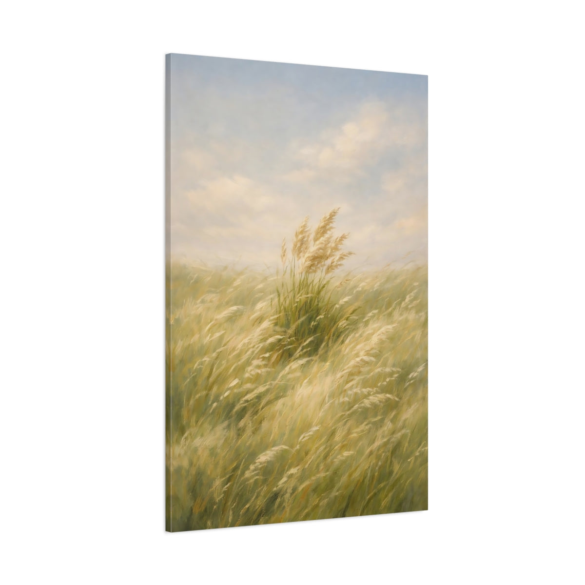 Main Mockup. Nature Tall Grass Green And Gold Grass shown as stretched canvas wall art