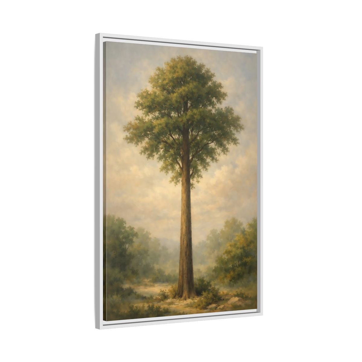 Nature Tall Tree Green - Framed Canvas Wall Art Print - YesArtYes