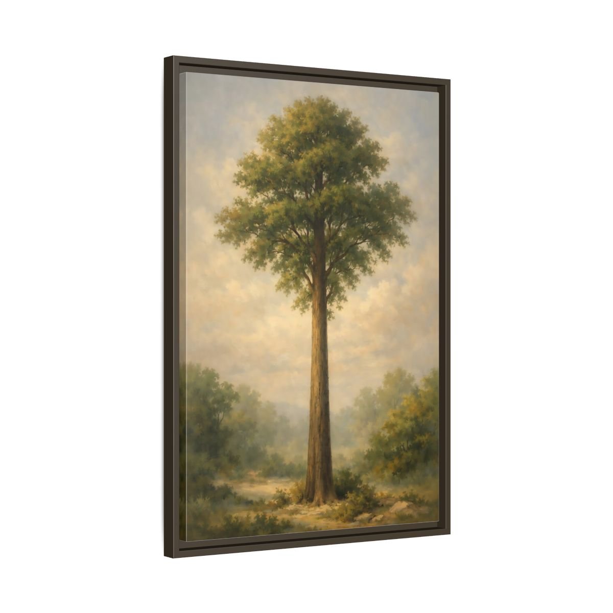 Nature Tall Tree Green - Framed Canvas Wall Art Print - YesArtYes