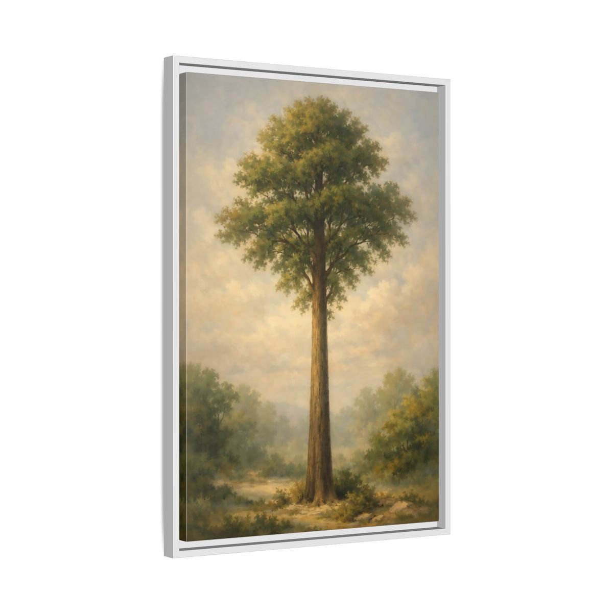 Nature Tall Tree Green - Framed Canvas Wall Art Print - YesArtYes