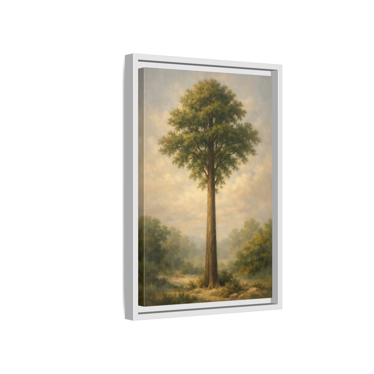 Nature Tall Tree Green - Framed Canvas Wall Art Print - YesArtYes