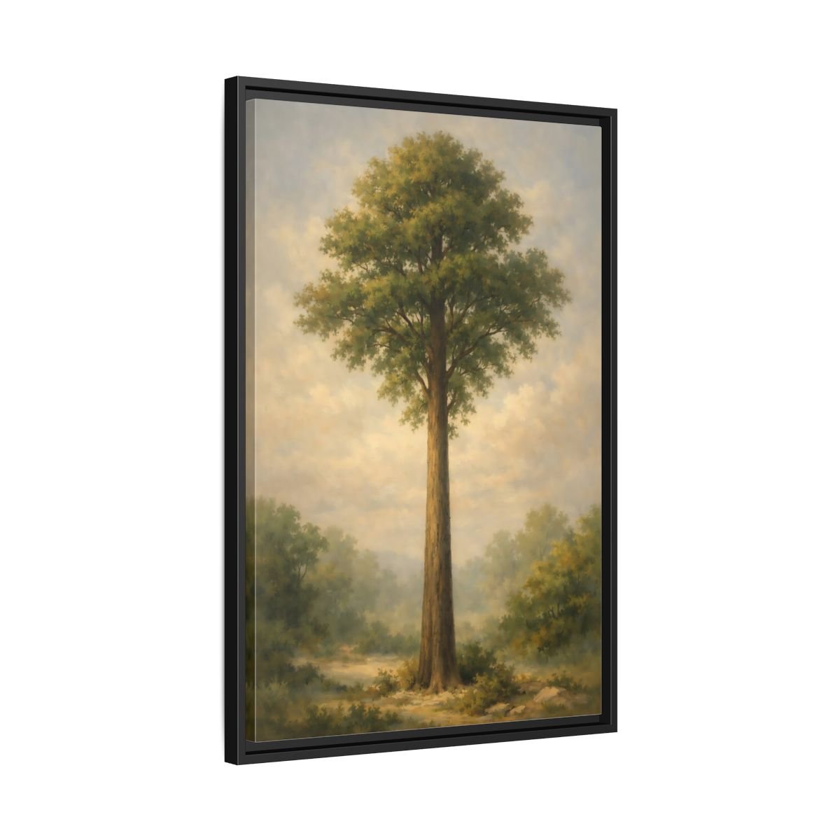 Nature Tall Tree Green - Framed Canvas Wall Art Print - YesArtYes