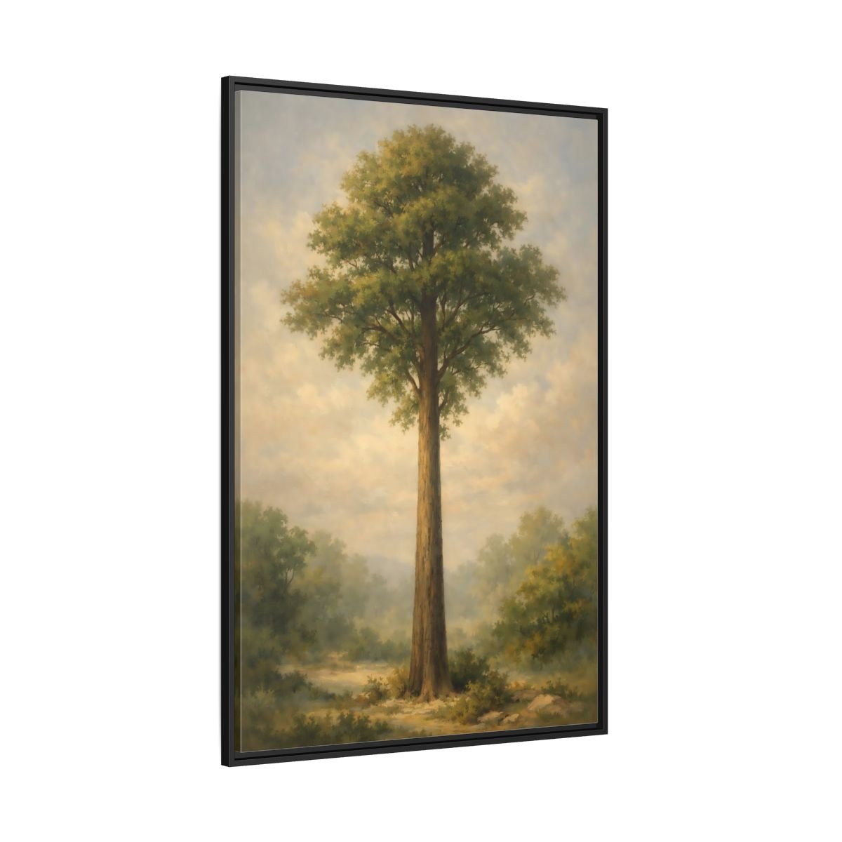 Nature Tall Tree Green - Framed Canvas Wall Art Print - YesArtYes
