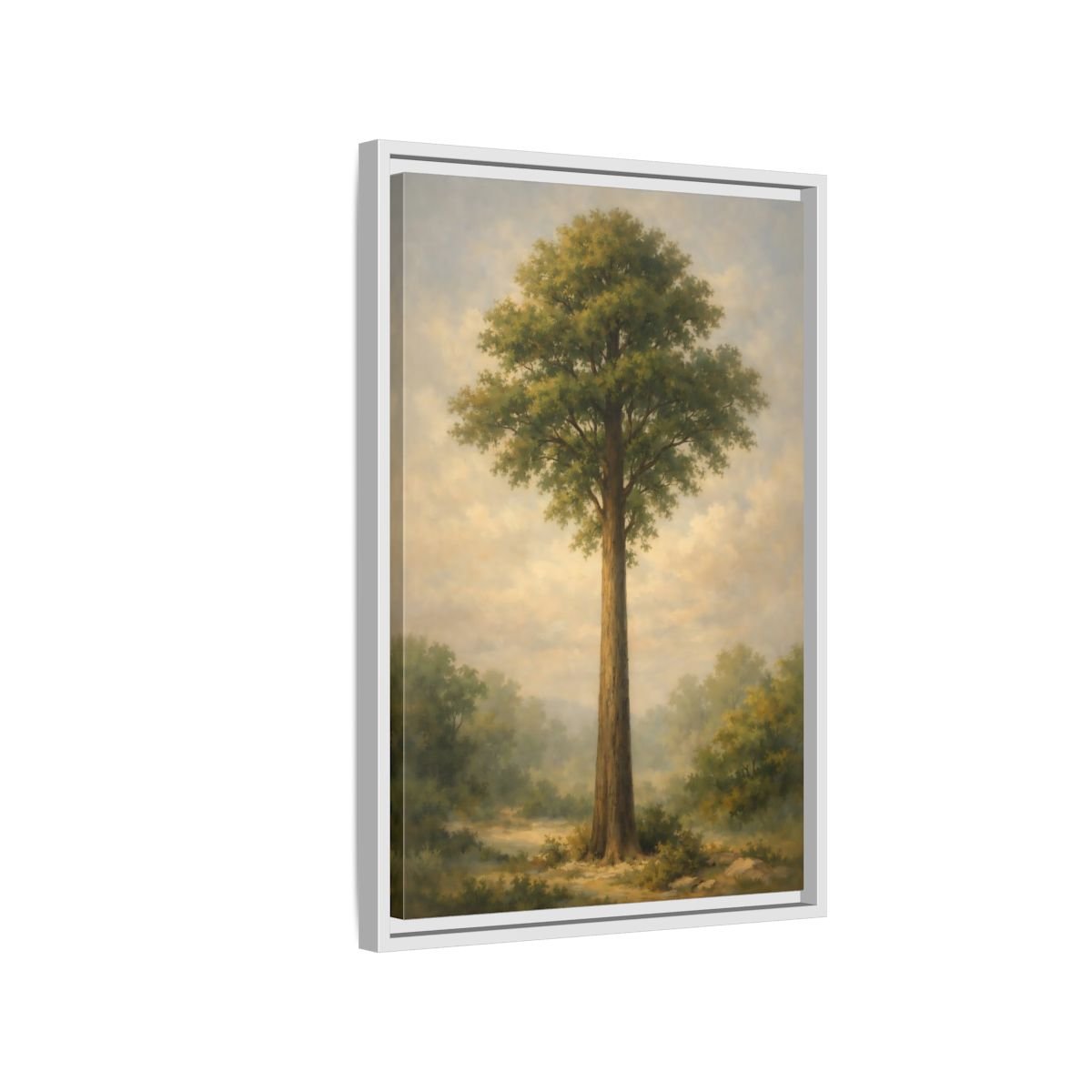 Nature Tall Tree Green - Framed Canvas Wall Art Print - YesArtYes