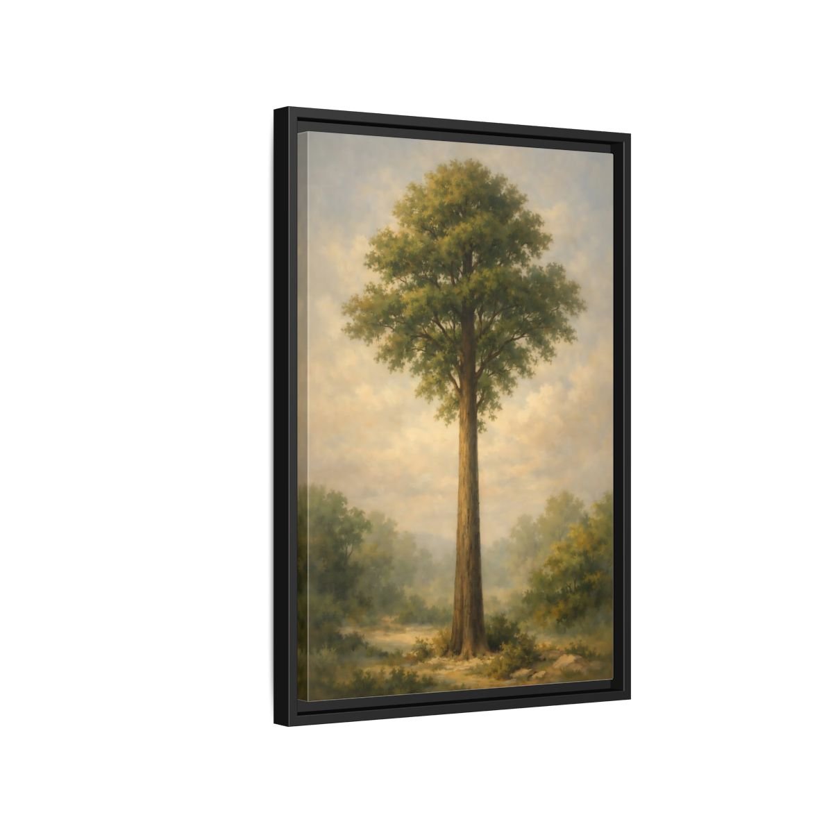 Nature Tall Tree Green - Framed Canvas Wall Art Print - YesArtYes