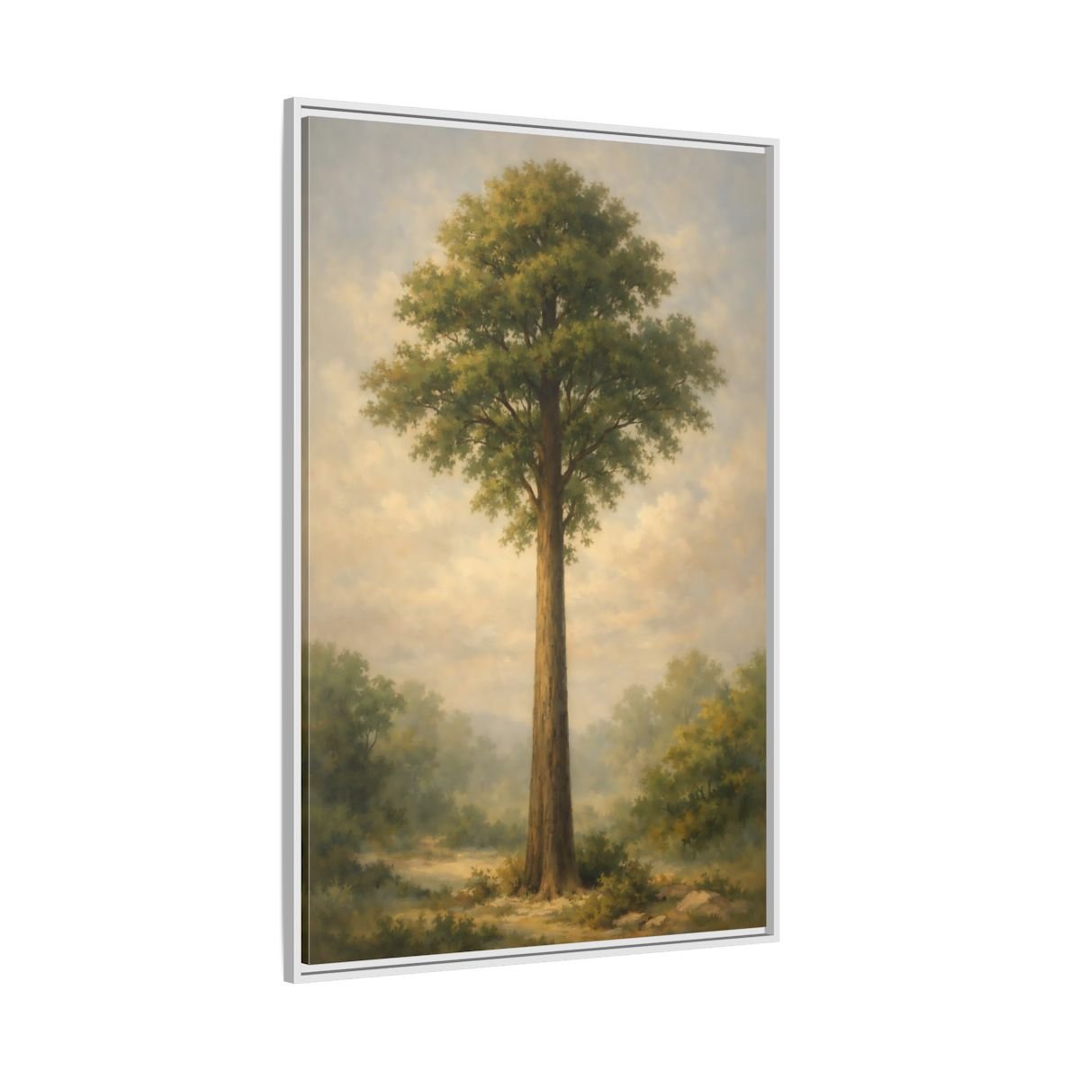 Nature Tall Tree Green - Framed Canvas Wall Art Print - YesArtYes