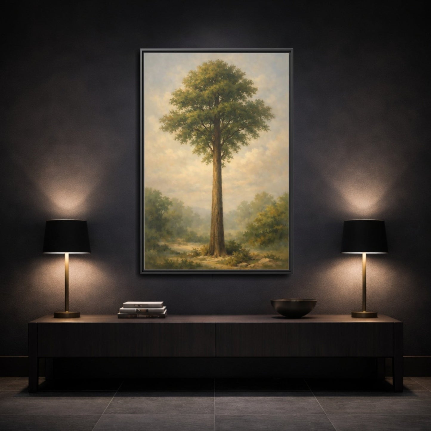 Nature Tall Tree Green - Framed Canvas Wall Art Print - YesArtYes