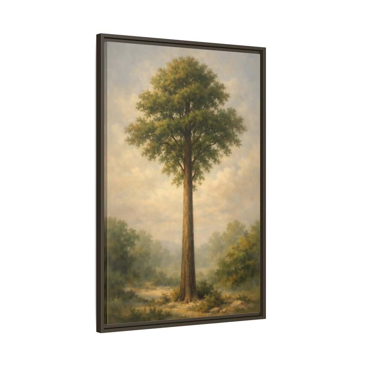 Nature Tall Tree Green - Framed Canvas Wall Art Print - YesArtYes
