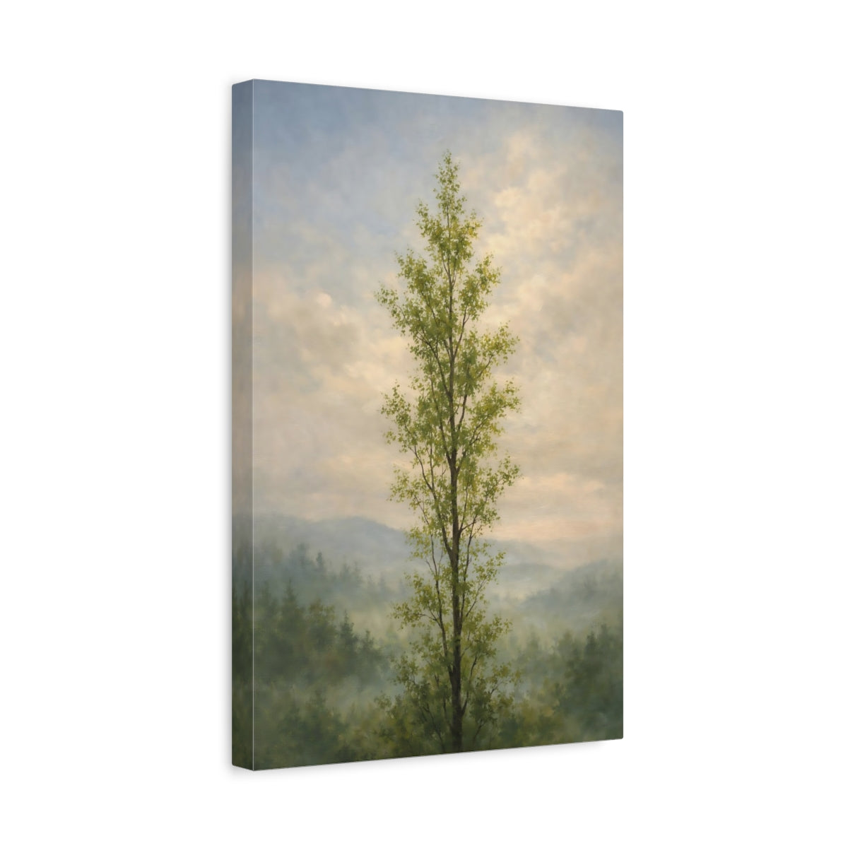 Side Mockup 4. Nature Tall Tree Green Tree Landscape shown as stretched canvas wall art