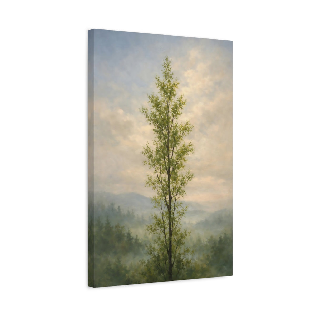 Side Mockup 3. Nature Tall Tree Green Tree Landscape shown as stretched canvas wall art