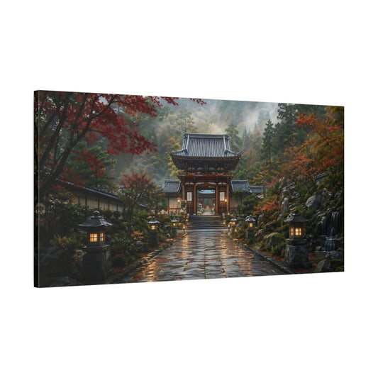 Main Mockup. Nature Temple Gate Japanese Autumn Temple shown as stretched canvas wall art