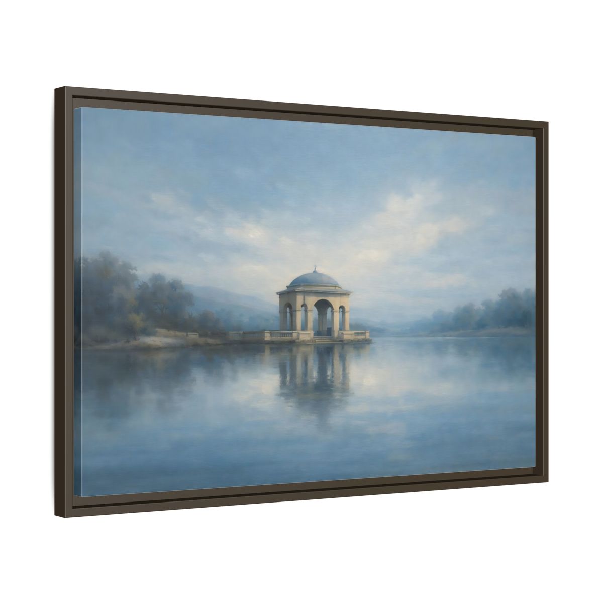 Side Mockup 11. Nature Temple Gazebo Misty Blue shown as stretched canvas wall art
