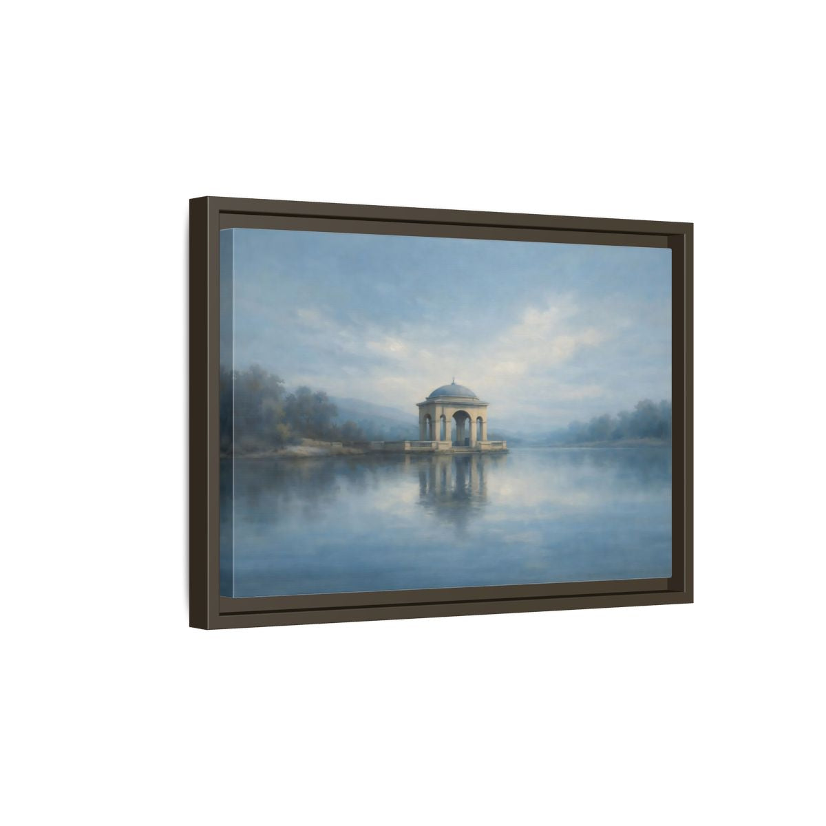 Side Mockup 5. Nature Temple Gazebo Misty Blue shown as stretched canvas wall art