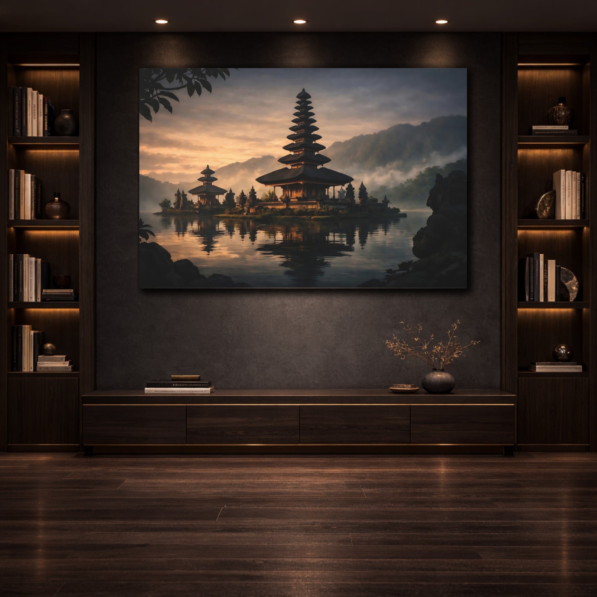 Nature Temple Tropical Temple shown as front canvas room wall art