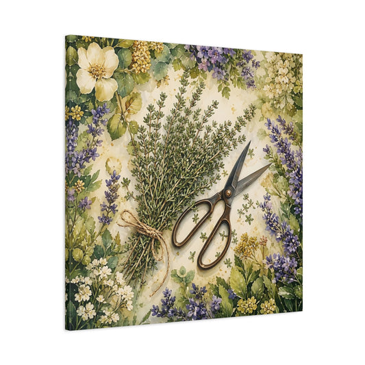 Main Mockup. Nature Thyme Bundle Botanical Herbs shown as stretched canvas wall art