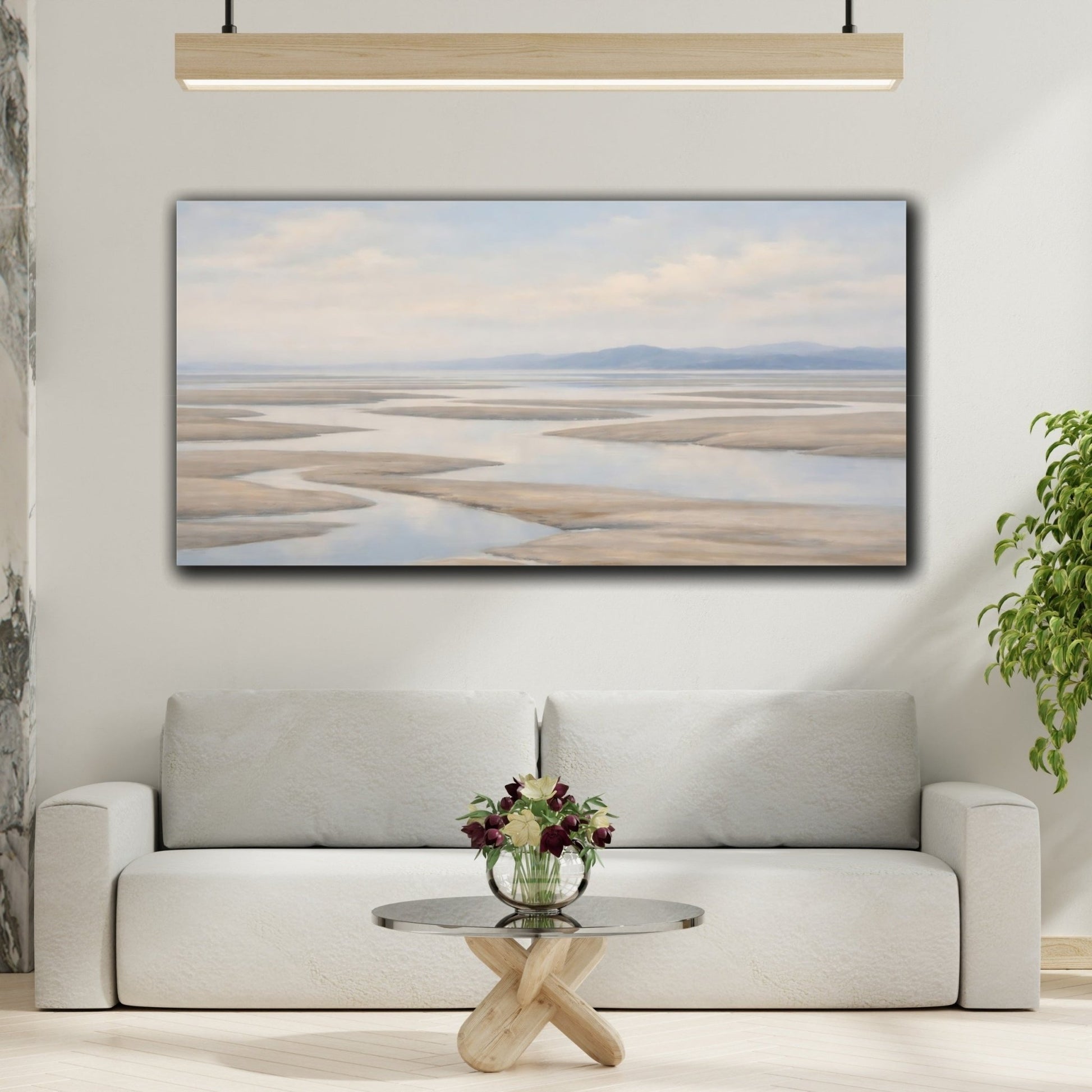 Nature Tidal Flats Muted Coastal - Canvas Wall Art Print - YesArtYes