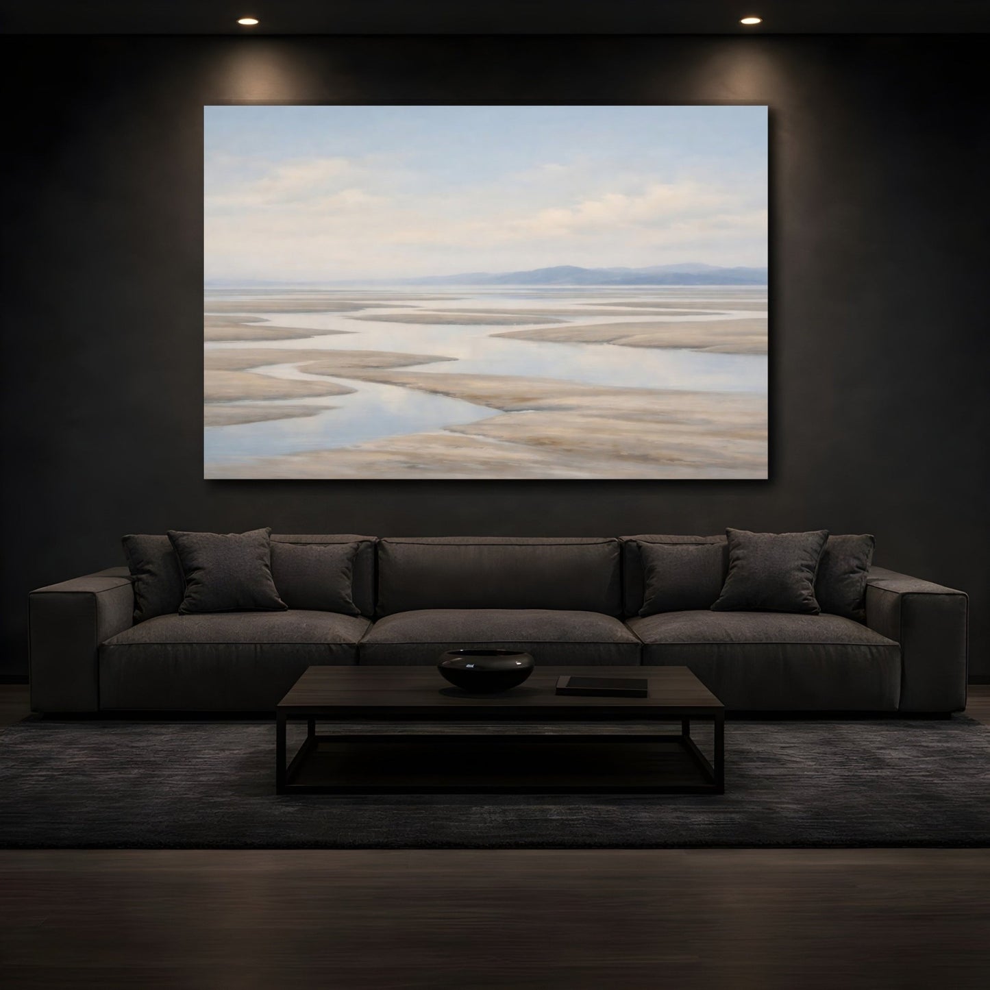 Nature Tidal River Blue And Sand - Canvas Wall Art Print - YesArtYes