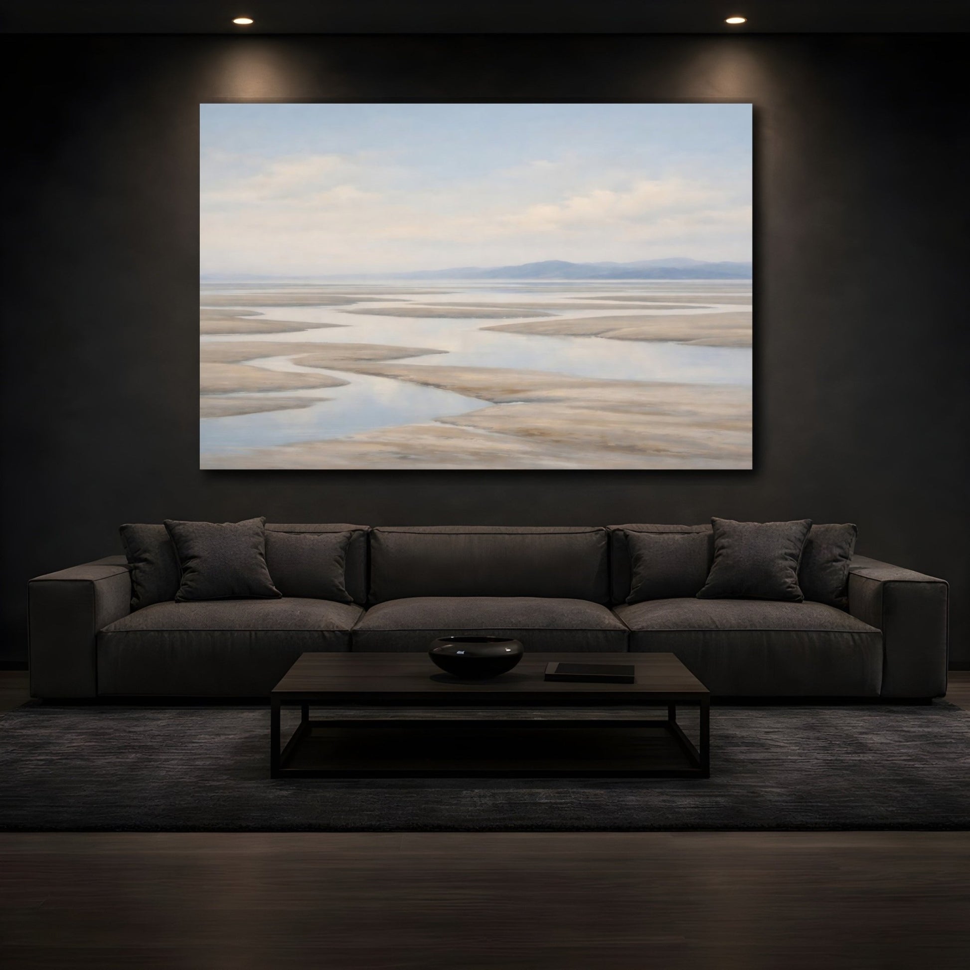 Nature Tidal River Blue And Sand - Canvas Wall Art Print - YesArtYes
