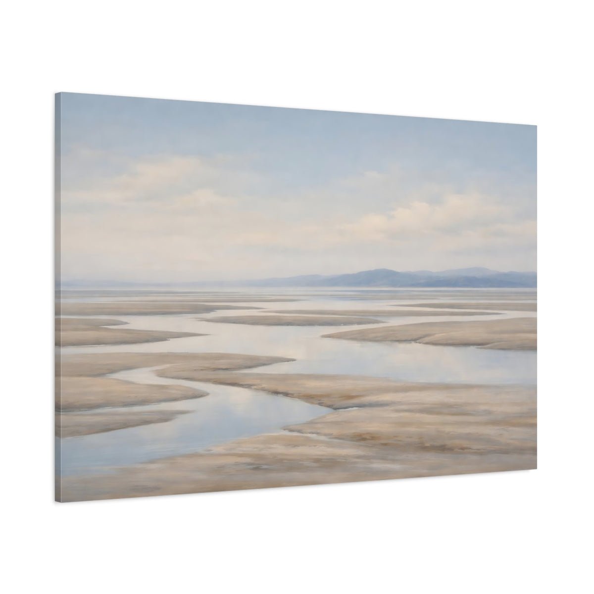 Nature Tidal River Blue And Sand - Canvas Wall Art Print - YesArtYes