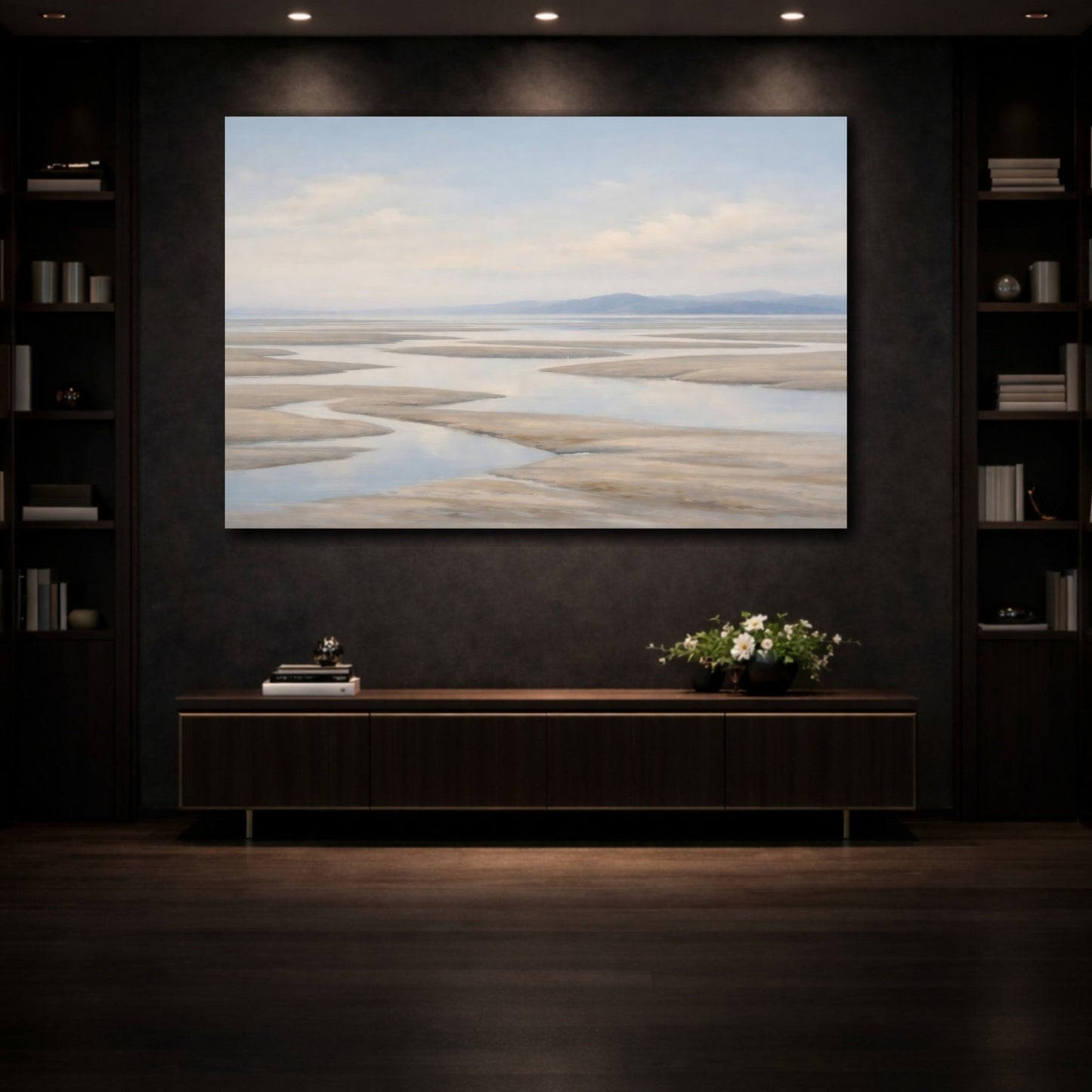Nature Tidal River Blue And Sand - Canvas Wall Art Print - YesArtYes
