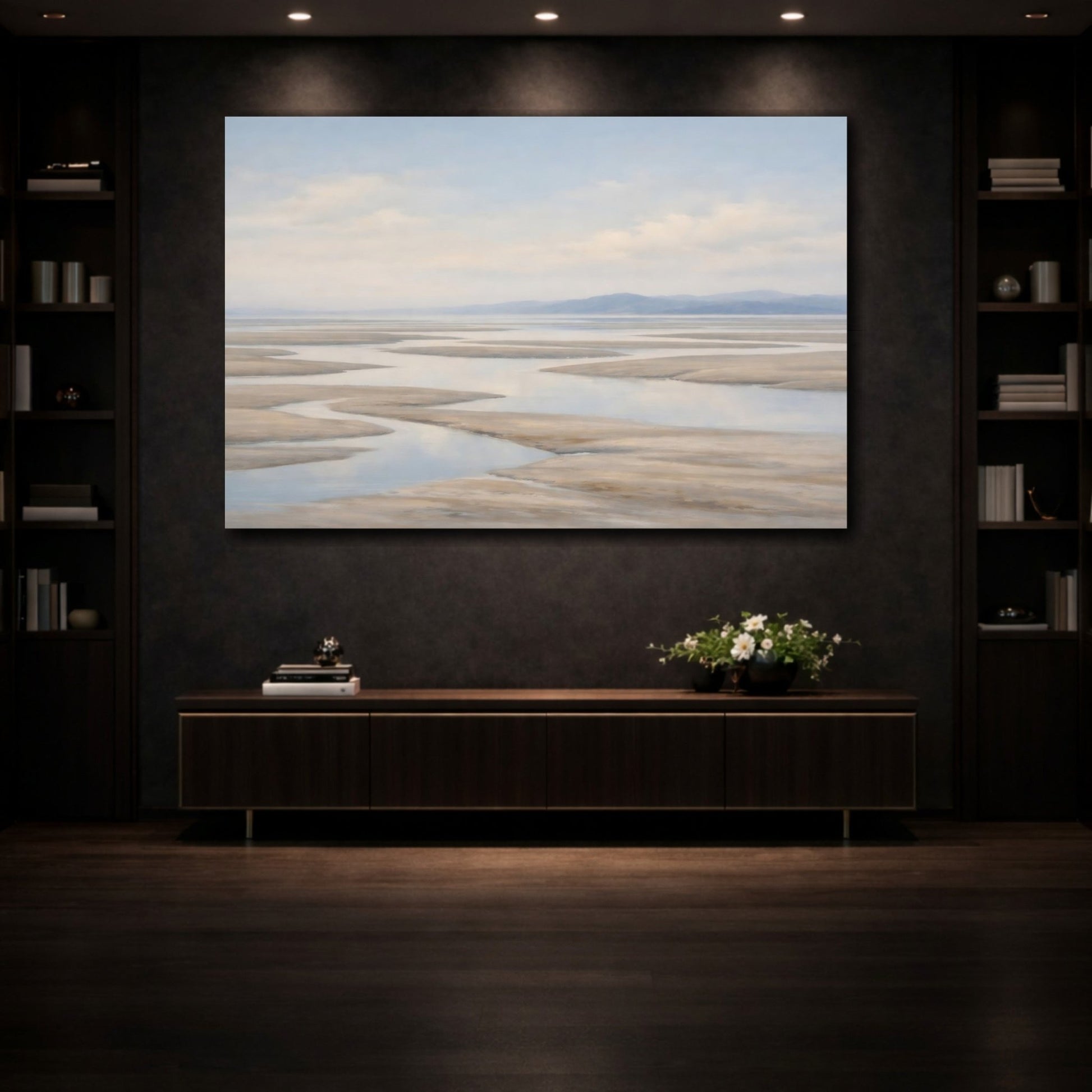 Nature Tidal River Blue And Sand - Canvas Wall Art Print - YesArtYes