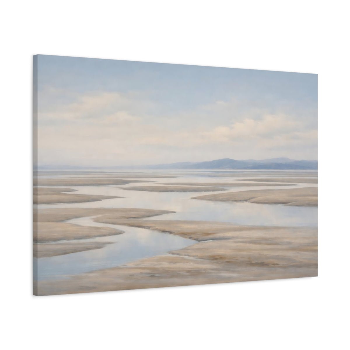 Nature Tidal River Blue And Sand - Canvas Wall Art Print - YesArtYes
