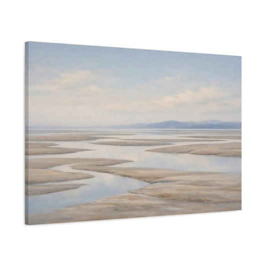 Nature Tidal River Blue And Sand - Canvas Wall Art Print - YesArtYes