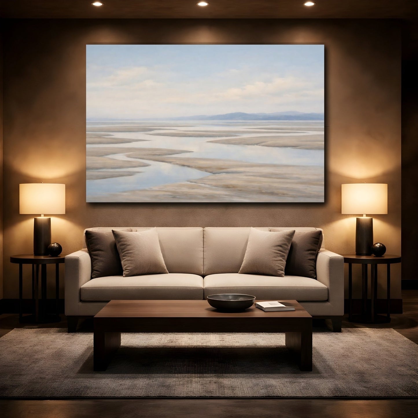 Nature Tidal River Blue And Sand - Canvas Wall Art Print - YesArtYes