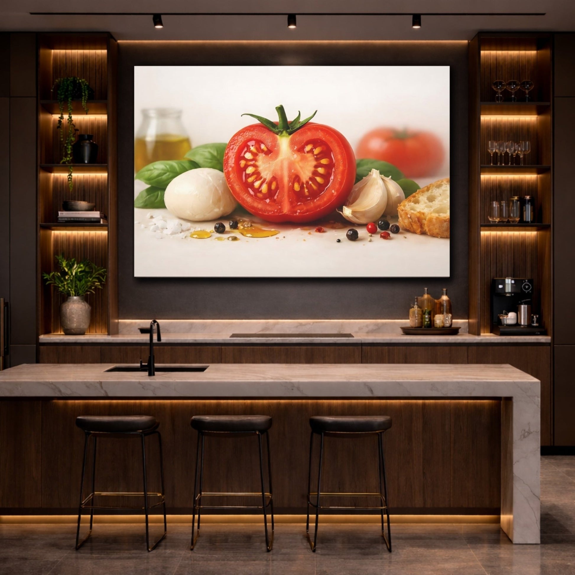 Nature Tomato Fresh Italian Ingredients - Canvas Wall Art Print - YesArtYes