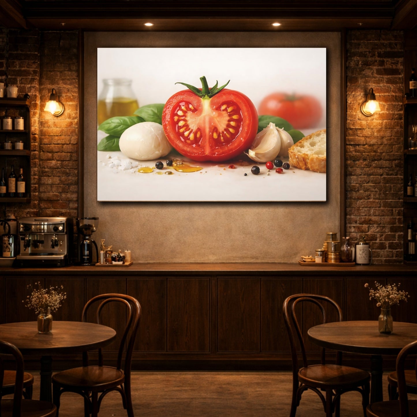 Nature Tomato Fresh Italian Ingredients shown as front canvas room wall art