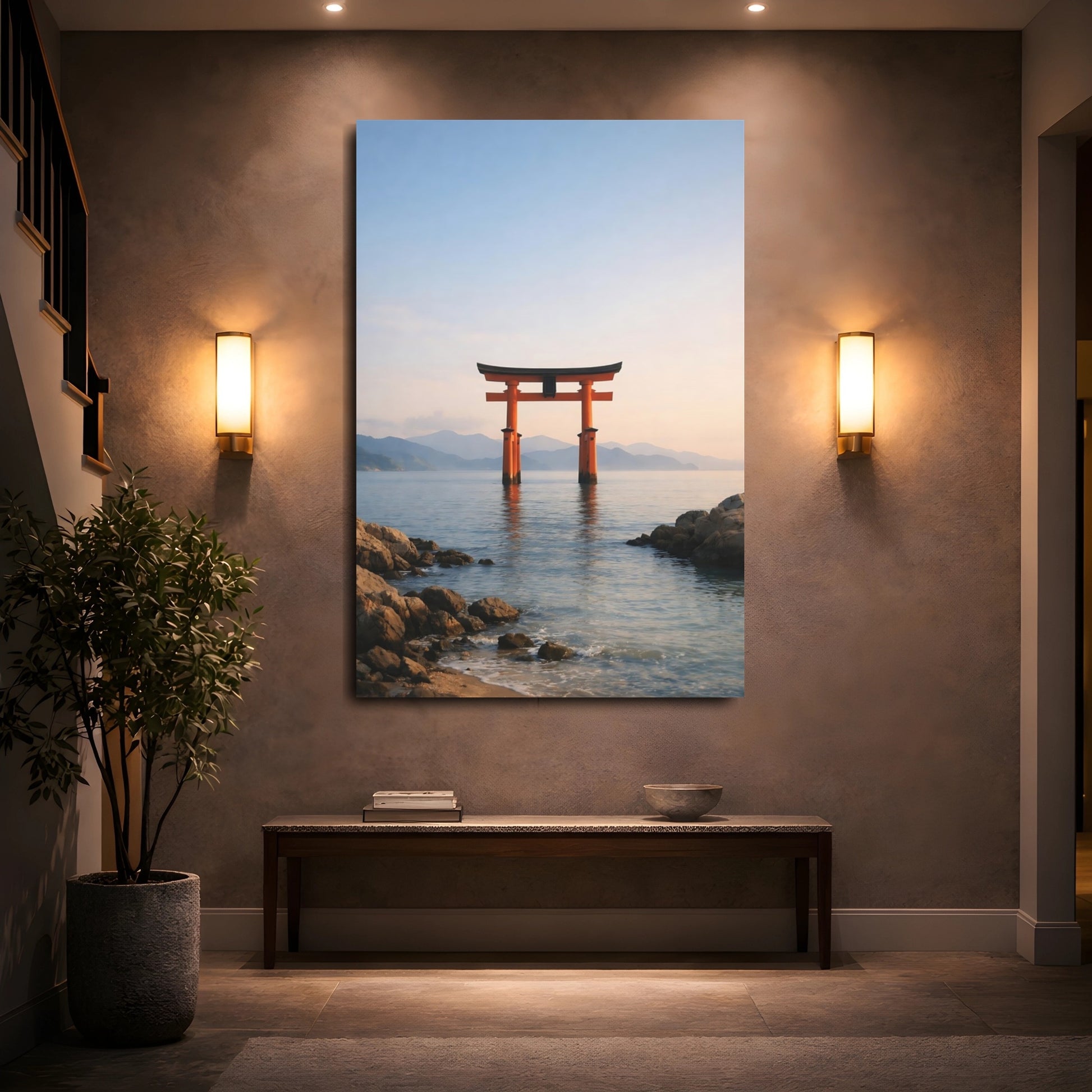 Mockup 4. Nature Torii Gate Orange Torii Gate shown as stretched canvas wall art