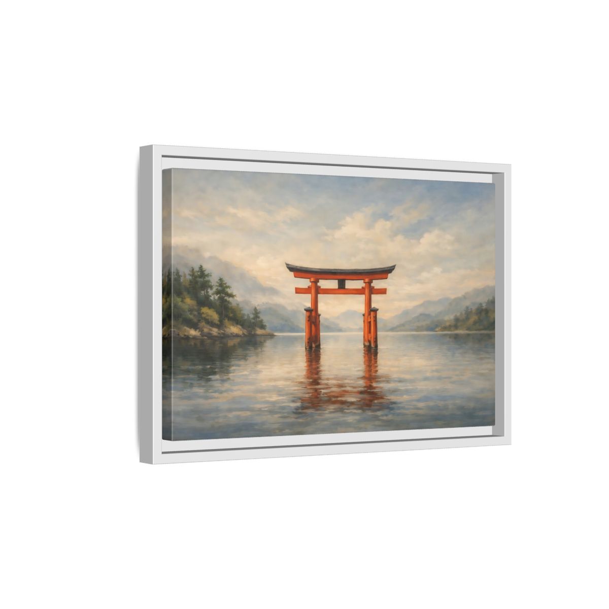 Side Mockup 4. Nature Torii Gate Red Torii Gate shown as stretched canvas wall art