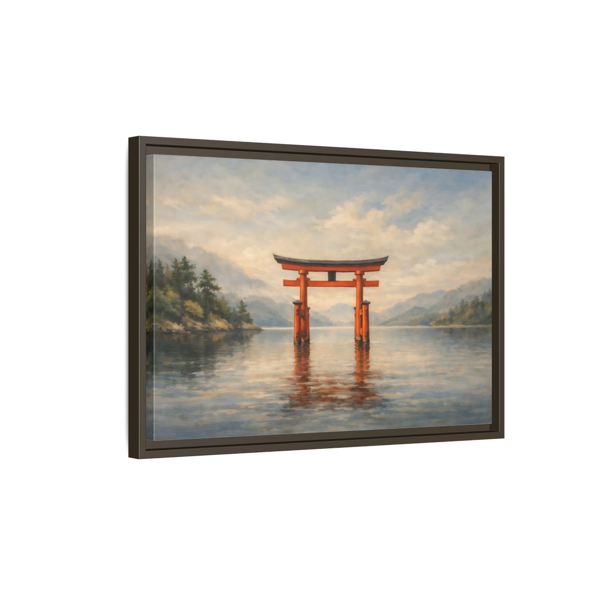 Side Mockup 2. Nature Torii Gate Red Torii Gate shown as stretched canvas wall art