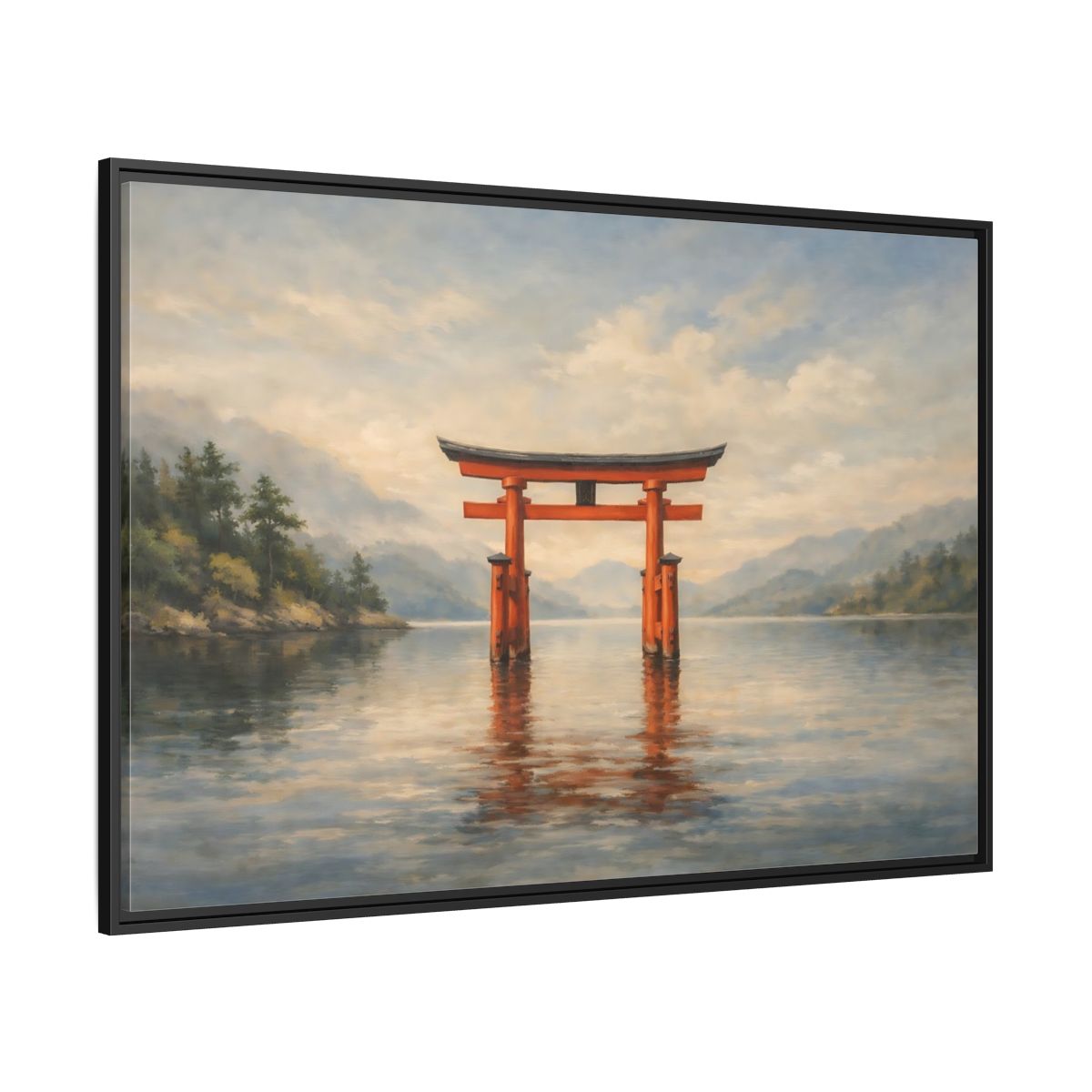 Side Mockup 12. Nature Torii Gate Red Torii Gate shown as stretched canvas wall art