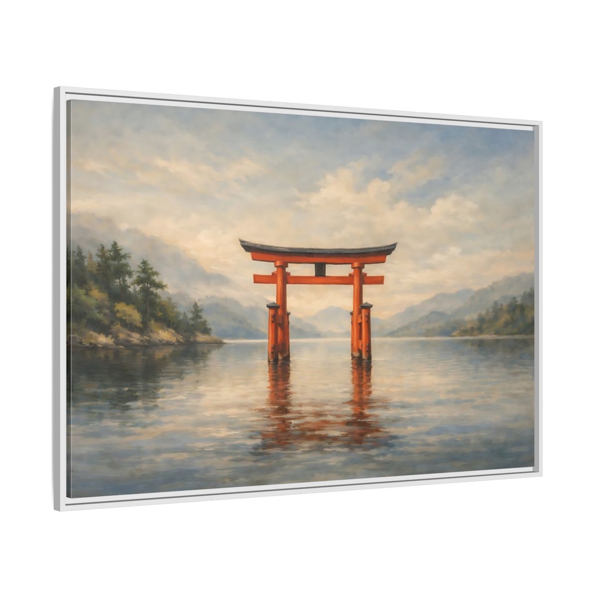 Side Mockup 7. Nature Torii Gate Red Torii Gate shown as stretched canvas wall art