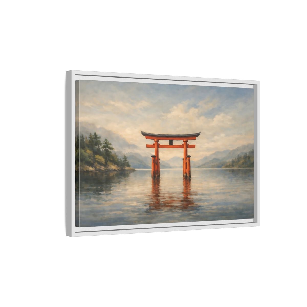 Side Mockup 1. Nature Torii Gate Red Torii Gate shown as stretched canvas wall art