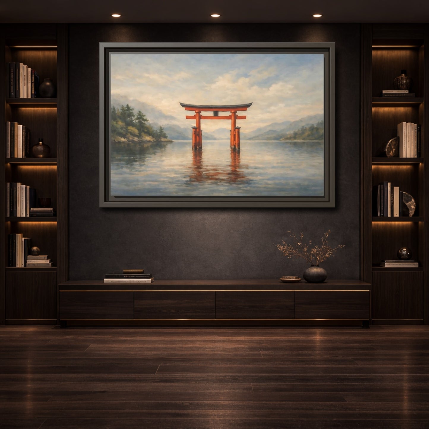 Mockup 3. Nature Torii Gate Red Torii Gate shown as stretched canvas wall art