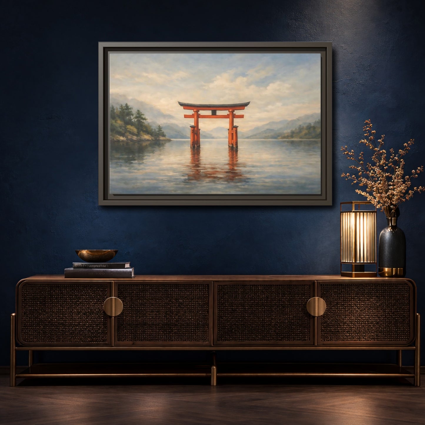 Mockup 4. Nature Torii Gate Red Torii Gate shown as stretched canvas wall art