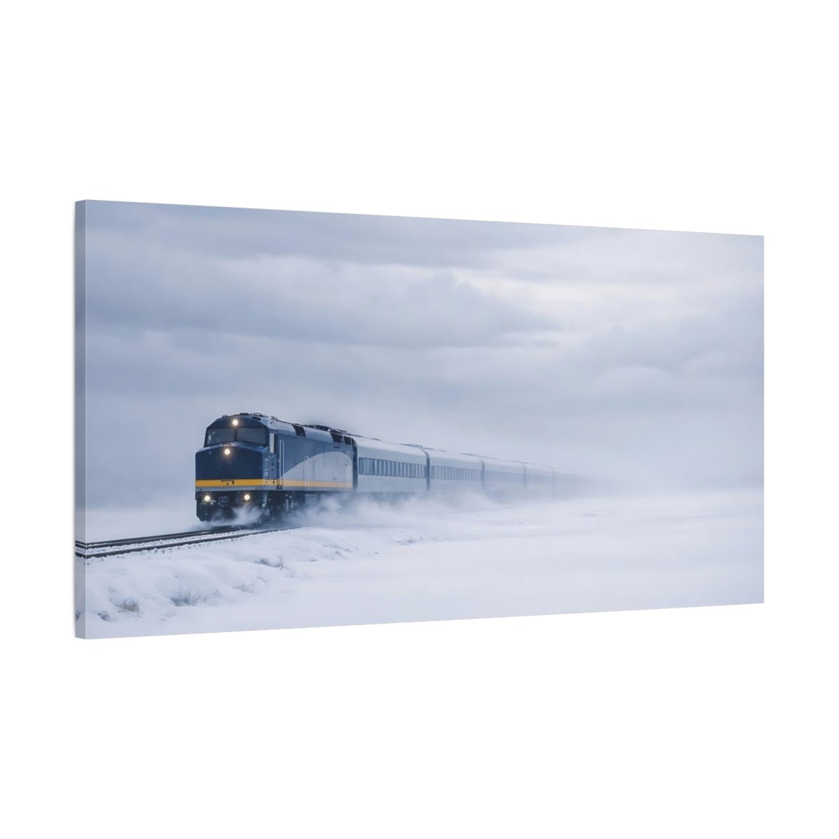 Nature Train Blue Winter - Canvas Wall Art Print - YesArtYes