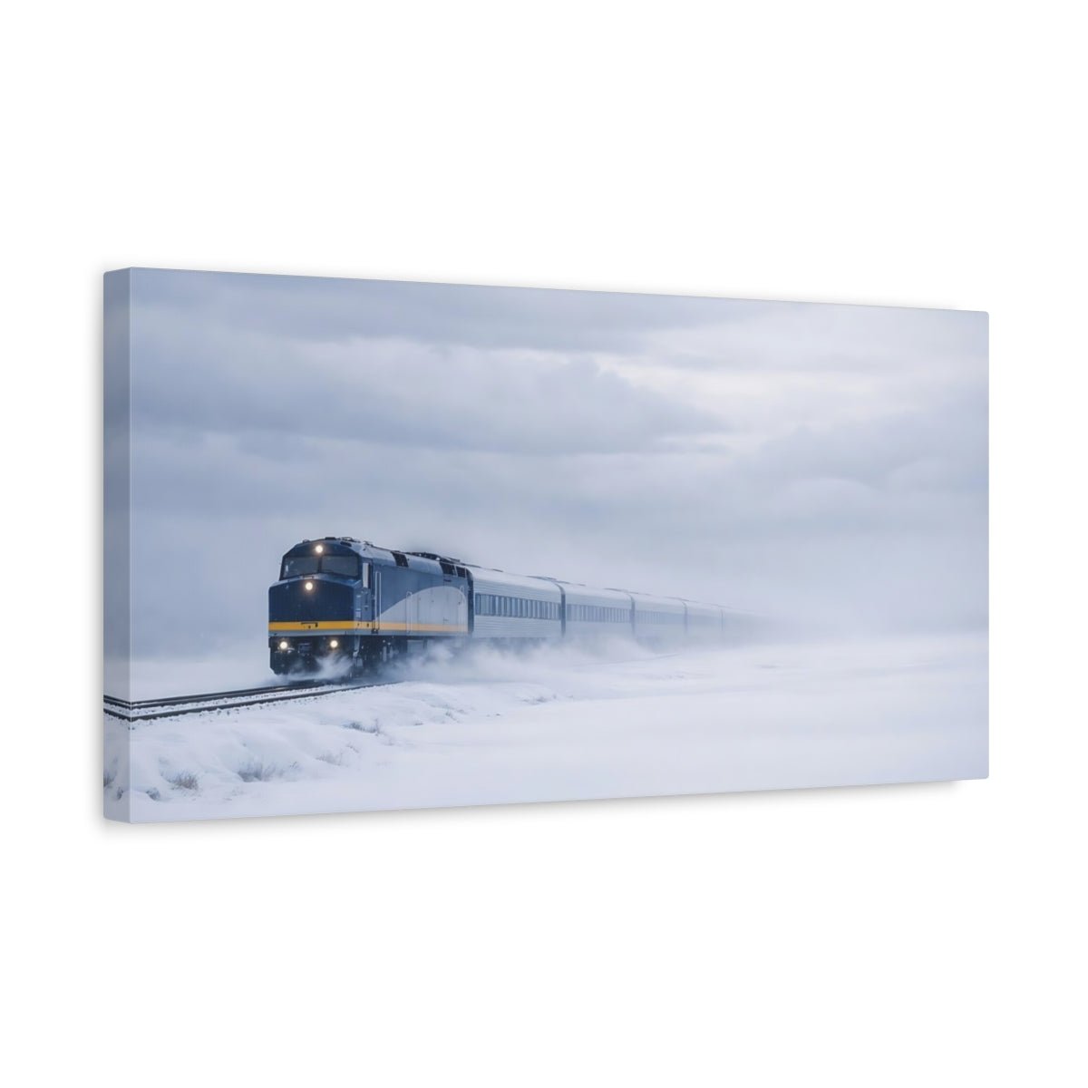 Nature Train Blue Winter - Canvas Wall Art Print - YesArtYes