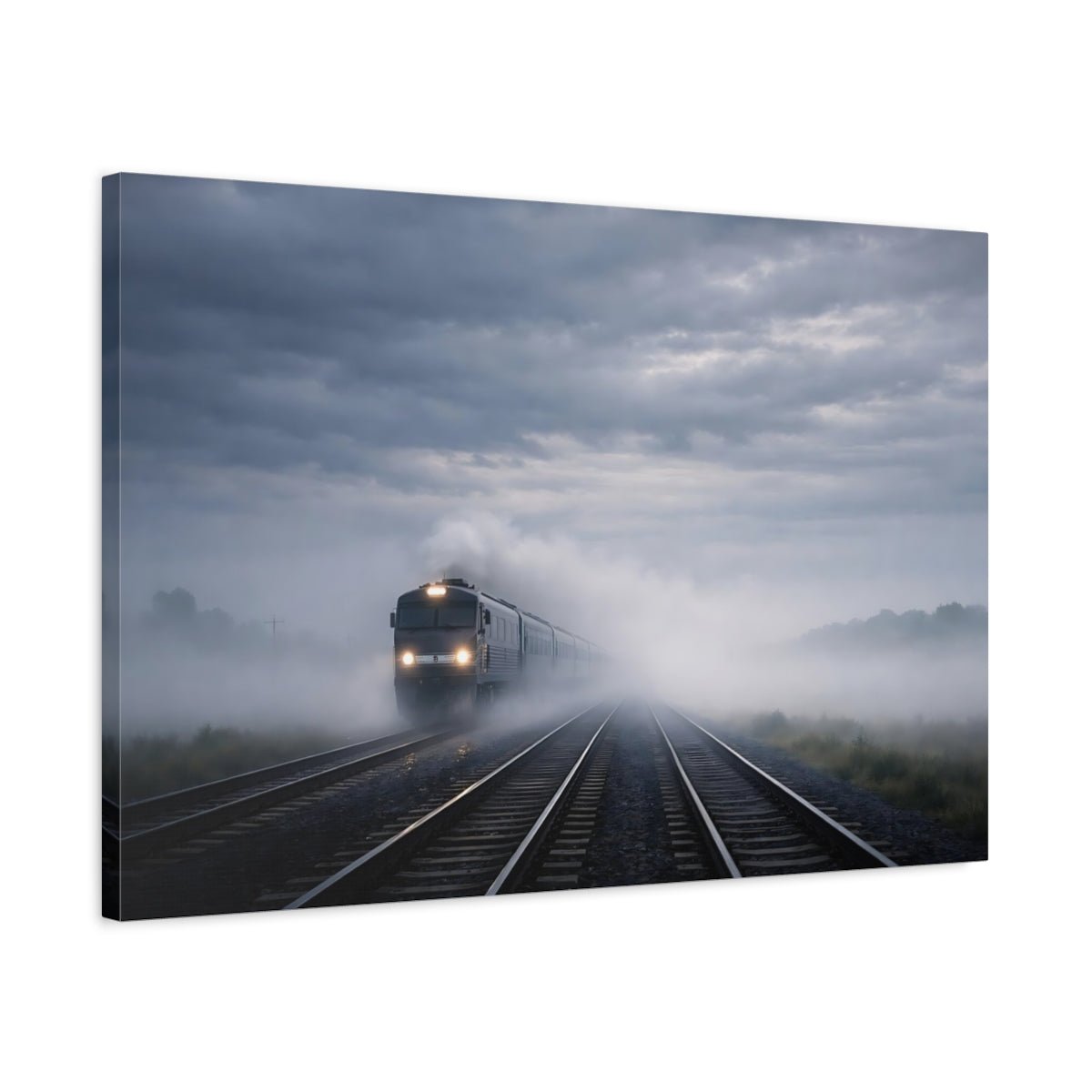 Nature Train Foggy - Canvas Wall Art Print - YesArtYes