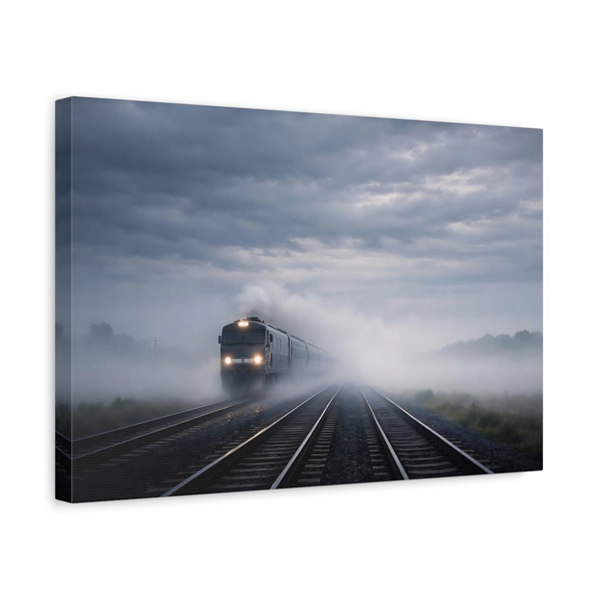 Nature Train Foggy - Canvas Wall Art Print - YesArtYes