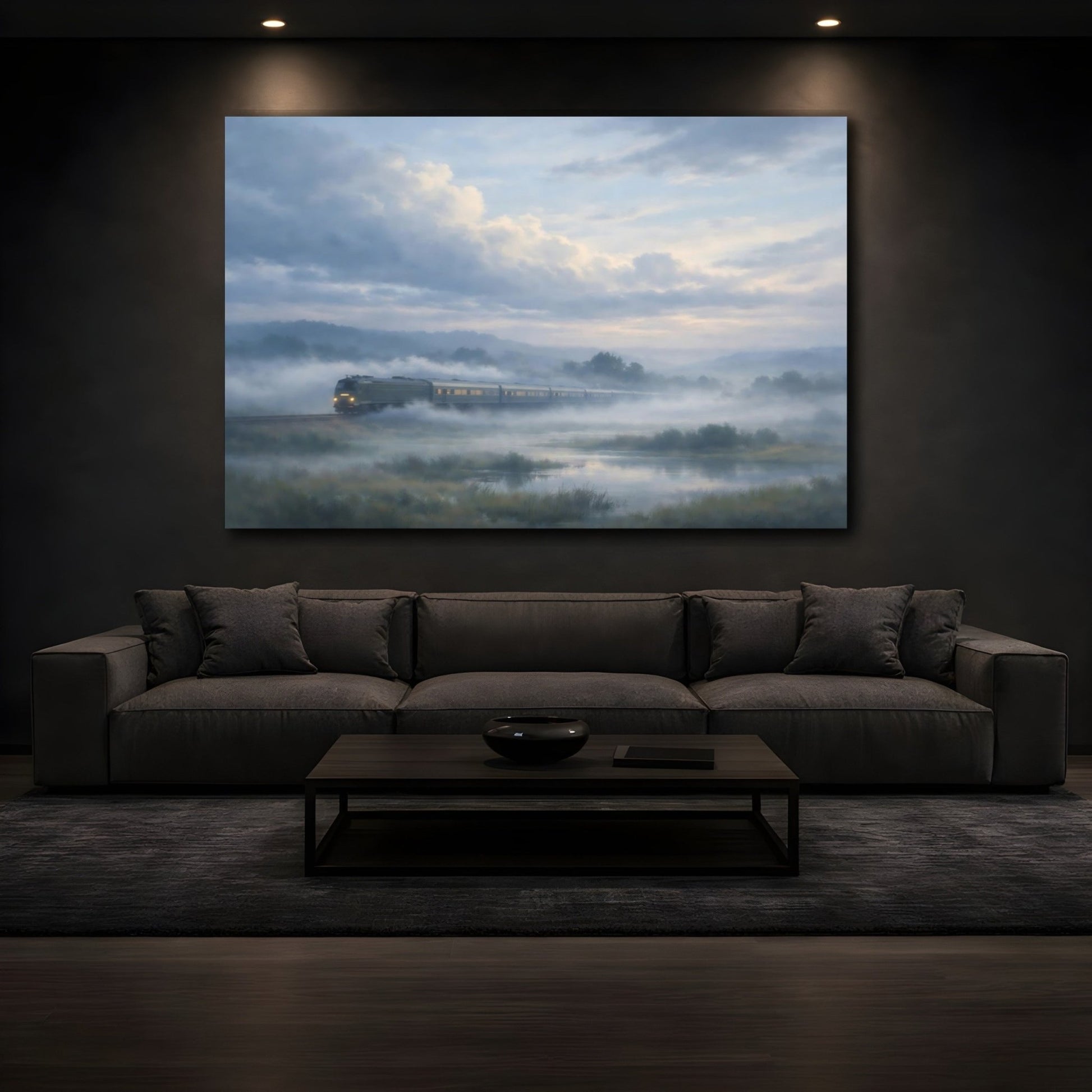 Nature Train Misty Landscape - Canvas Wall Art Print - YesArtYes