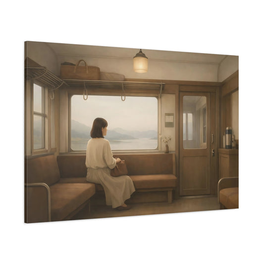 Nature Train Traveler Muted Neutrals shown as stretched canvas wall art